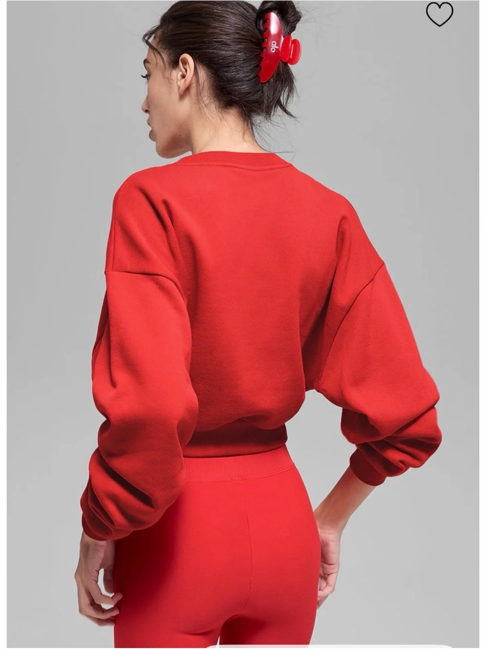 Alo Yoga Cropped Accolade Crewneck - Bright Red SZ M